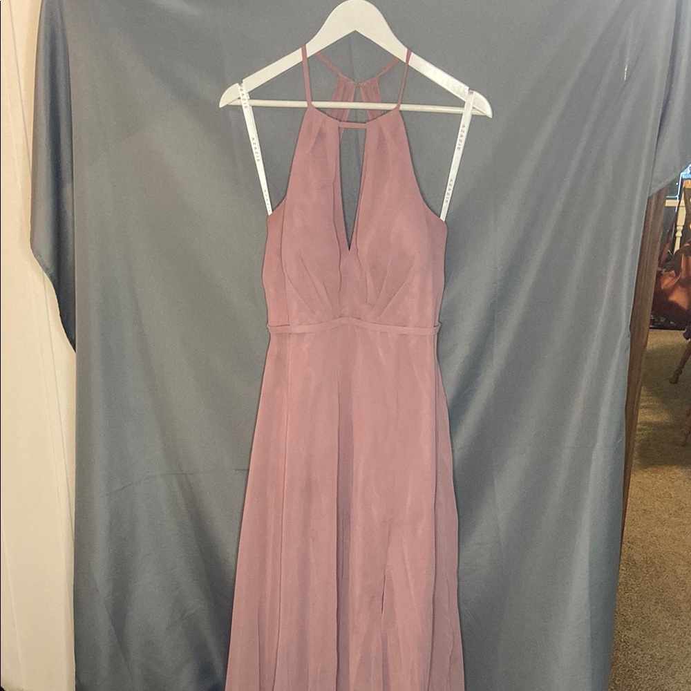 Azazie Mauve Backless Halter Dress
